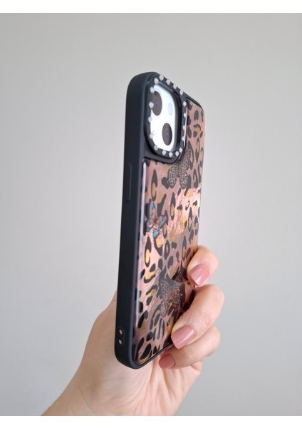 iPhone 15 Uyumlu Leopar Desenli Taşlı Kamera Çıkıntılı Kaliteli Lüks Kılıf modelleri