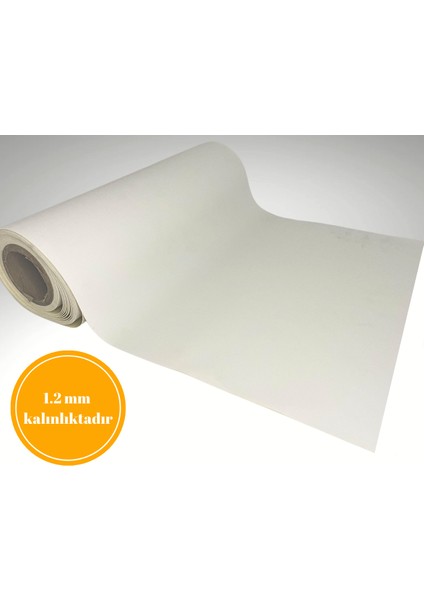 48 cm x 5 metre - BEYAZ - KUMAŞ DESENLİ SUNİ DERİ Çekmece İçi Kaydırmaz Halı , çekmece halısı