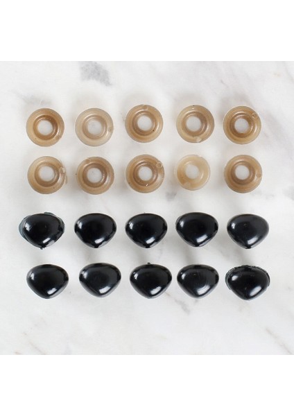 14 mm Siyah 10 Adet Amigurumi Burun