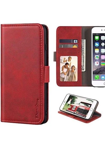 Iphone 16 Plus Uyumlu Kılıf Deri Görünümlü Kapaklı Kartlıklı Standlı Kamera Koruyuculu Kapak