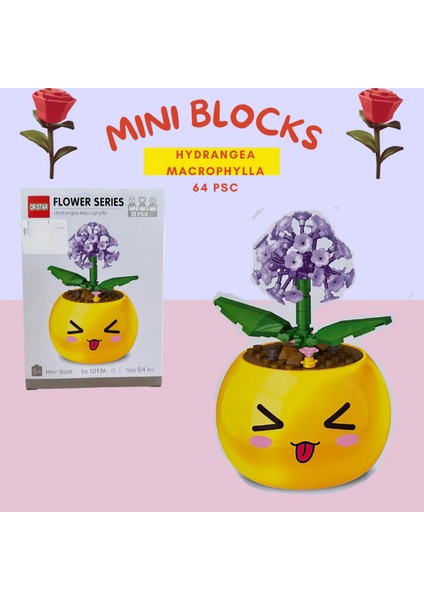 Mini Blok Çiçek Yapma Seti No:4 64 Parça Hydrangea Macrophylla 1013A