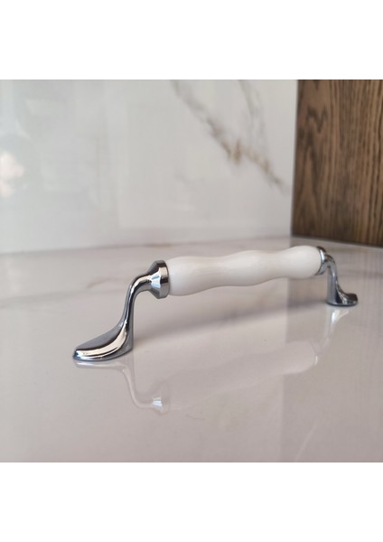 2418 - Akçe krom Renk Porselen Kulp ( 2 Delik Arası 16 cm ) modelleri