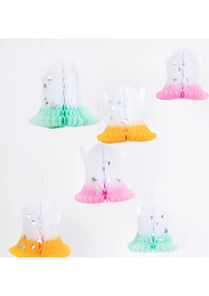 - Ombré Ghost Hanging Decorations - Neon Detaylı Hayalet Asılan Süsler (6'lı)