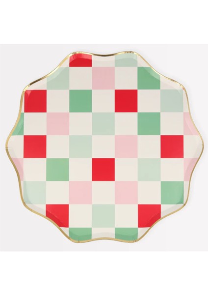 - Multi Check Dinner Plates - Kareli Tabaklar (L) (8'li)