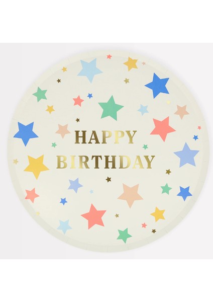 - Happy Birthday Stars Dinner Plates - Happy Birthday Yıldızlar Tabalar (L) ( x 8)