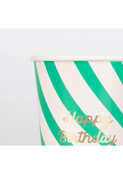 - Çizgili Happy Birtdhay Bardaklar - 8 Adet fiyatları