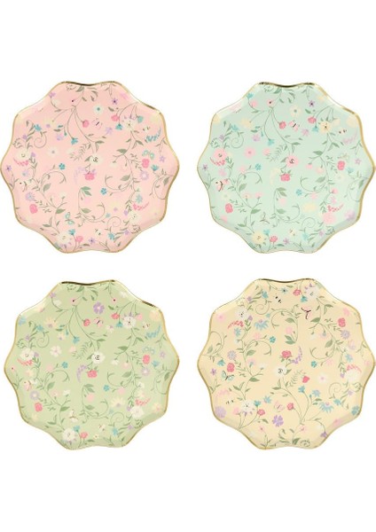 - Ladurée Paris Floral Side Plates - Ladurée Paris Çiçekli Tabaklar (M) (8'li)