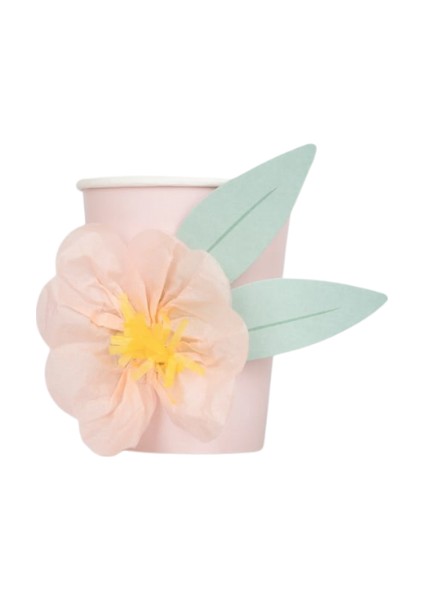 - Paper Flower Cups - Kağıt Çiçekli Bardaklar ( x 8)