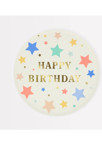 - Happy Birthday Stars Side Plates - Happy Birthday Yıldızlar Tabalar (M) ( x 8)