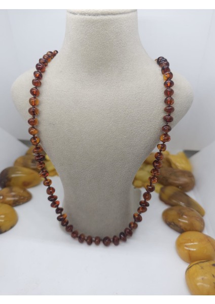 Kehribar Kolye Konyak Renkli Sertifikalı Yetişkin Kadın Kolye