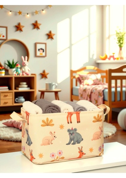 Wild Animals Desenli Çok Amaçlı Dolap Içi Düzenleyici Dekoratif Dikdörtgen Düzenleyici Sepet 30 x 22 x 18 fiyatları
