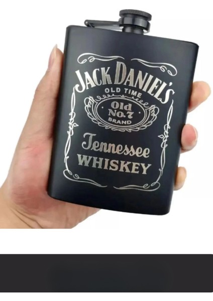J4CK Daniels Metal Votka Viski Matarası 4 Adet Shot Bardağı Set Metal Matara Seti
