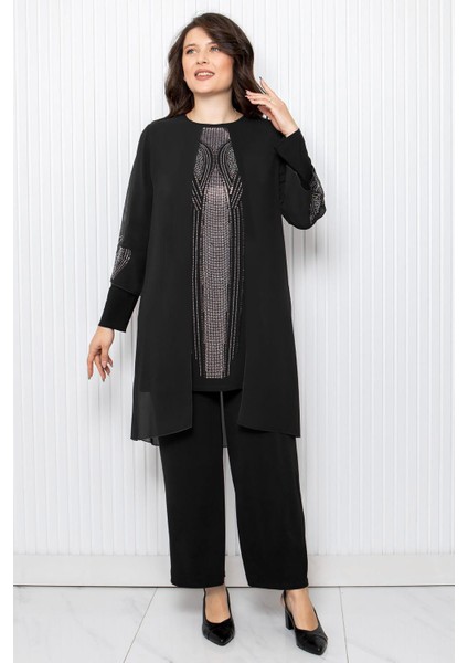 Taş Baskı Detaylı Ikili Takım Siyah FHM952