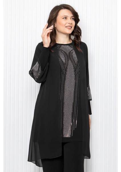 Taş Baskı Detaylı Ikili Takım Siyah FHM952 fırsatları