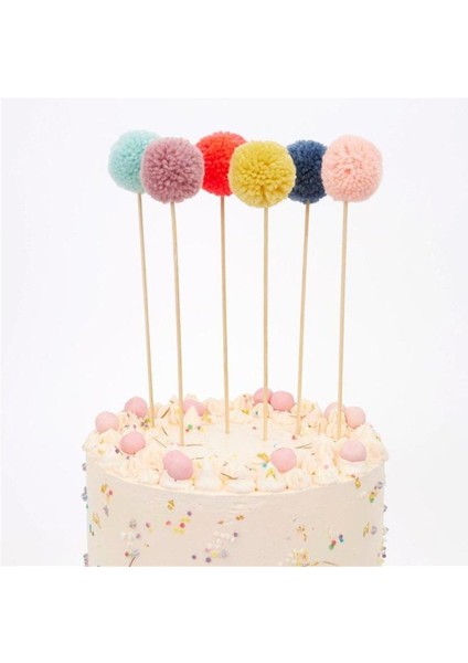- Multi Pompom Cake Toppers - Çok Ponponlu Pasta Süsü