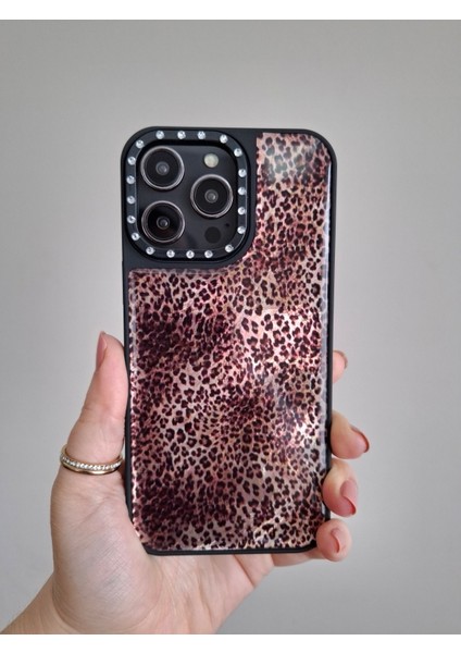iPhone 14 Pro Max Uyumlu Leopar Desenli Taşlı Kamera Çıkıntılı Kaliteli Lüks Kılıf fiyatları