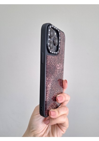 iPhone 14 Pro Max Uyumlu Leopar Desenli Taşlı Kamera Çıkıntılı Kaliteli Lüks Kılıf fırsatları
