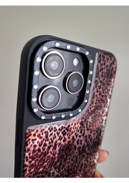iPhone 14 Pro Max Uyumlu Leopar Desenli Taşlı Kamera Çıkıntılı Kaliteli Lüks Kılıf indirimleri