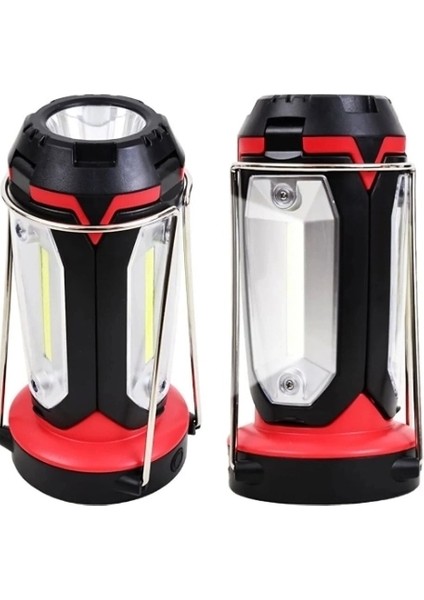 P-8801 Şarjlı Katlanabilir 3xcob Led+ 3W LED Çok Fonksiyonlu Kamp Feneri