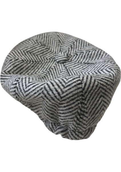 Kışlık Kaşe Ingiliz Stili Yün Kasket Şapka Siyah - Beyaz fiyatları