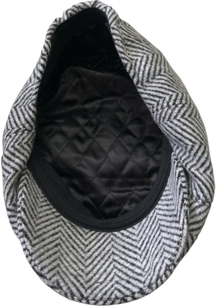 Kışlık Kaşe Ingiliz Stili Yün Kasket Şapka Siyah - Beyaz modelleri