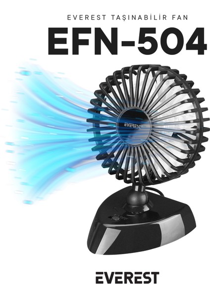 EFN-504 Taşınabilir Masaüstü Siyah USB Fan