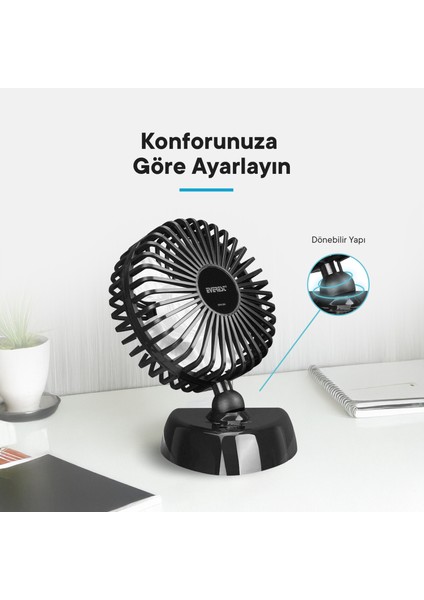 EFN-504 Taşınabilir Masaüstü Siyah USB Fan
