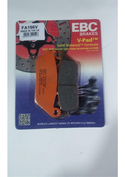 Fren Balatası Yarı Sinter FA196V Yamaha Mt-01 Arka Fren Balat