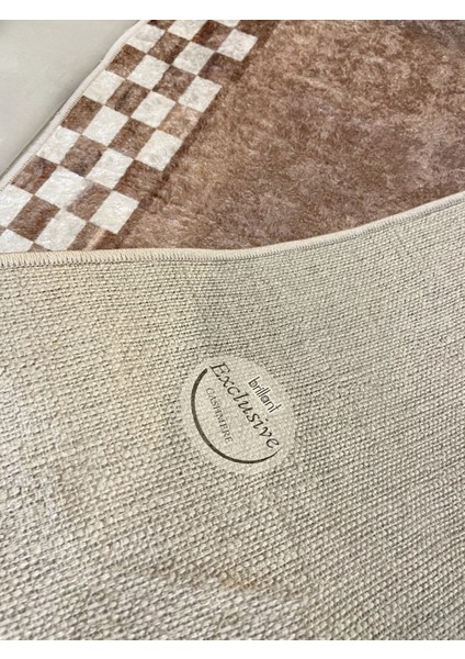 Damalı Kaymaz Taban Mutfak Halısı - Kahverengi indirimleri