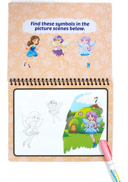 Sihirli Boyama Kitabı Water Magic Book Özel Sulu Kalem ile Fairy Periler fırsatları