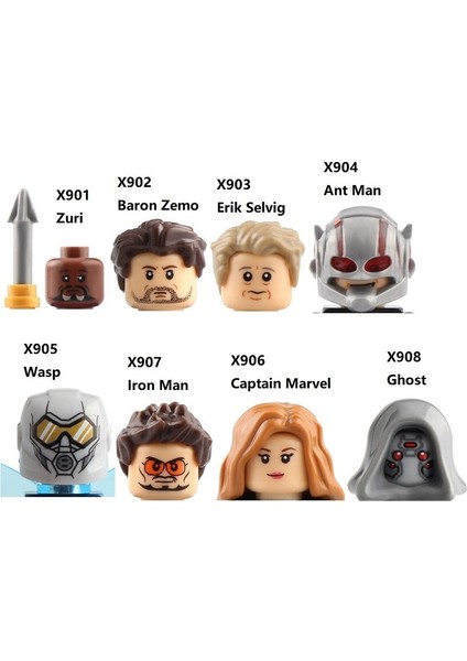 Süper Kahraman Wasp Karınca Adam Siyah Panter Zuri Baron Zemo Erik Selvig Kaptan Marvel Demir Adam Hayalet Blokları Mini Aksiyon Figürü Oyuncakları (Yurt Dışından)