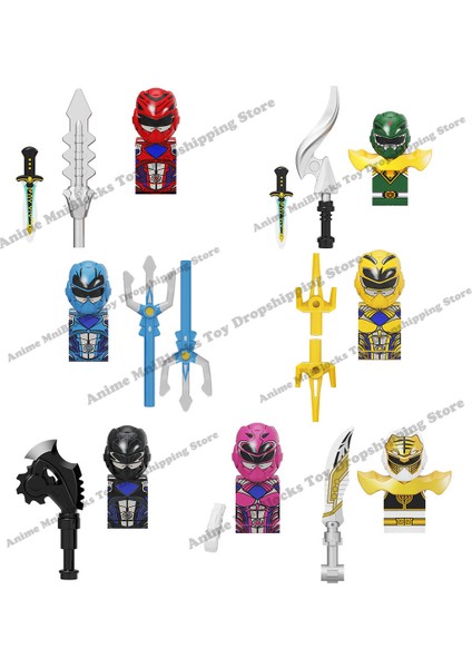 KF6144 Power Rangers Anime Tuğla Mini Aksiyon Oyuncak Figürleri Kırmızı Savaşçı Mighty Morphin Tuğla Oyuncak Inşaat Blokları Çocuklar Için (Yurt Dışından)