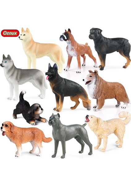 Oenux Yeni Çiftlik Köpekleri Evcil Hayvan Figürleri Rottweiler Collie Huskie Bulldog Schnauzer Modeli Figürleri Sevimli Ev Dekorasyon Çocuk Oyuncak (Yurt Dışından) fiyatları