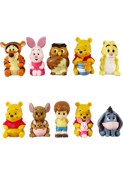 10 Adet Şekilli Kalıp Winnie Pooh Ayı Tigger Piglet Eylem Mini Pvc Karikatür Süs Minyatür Hediye Için (Yurt Dışından)