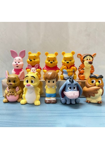 10 Adet Şekilli Kalıp Winnie Pooh Ayı Tigger Piglet Eylem Mini Pvc Karikatür Süs Minyatür Hediye Için (Yurt Dışından)
