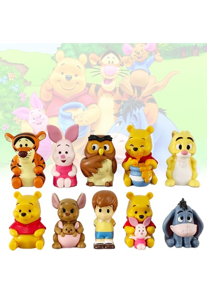10 Adet Şekilli Kalıp Winnie Pooh Ayı Tigger Piglet Eylem Mini Pvc Karikatür Süs Minyatür Hediye Için (Yurt Dışından)