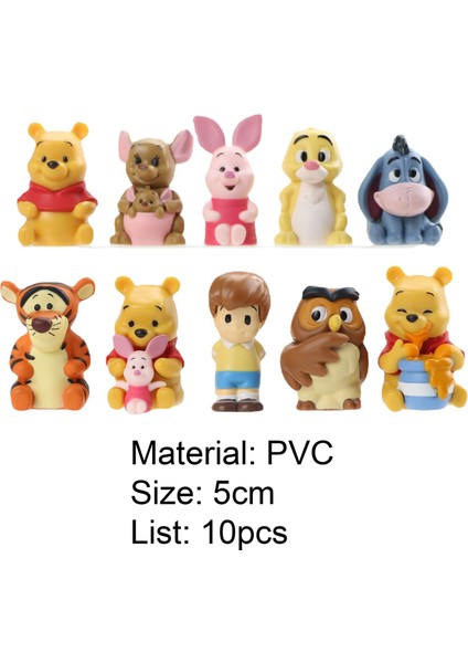 10 Adet Şekilli Kalıp Winnie Pooh Ayı Tigger Piglet Eylem Mini Pvc Karikatür Süs Minyatür Hediye Için (Yurt Dışından)
