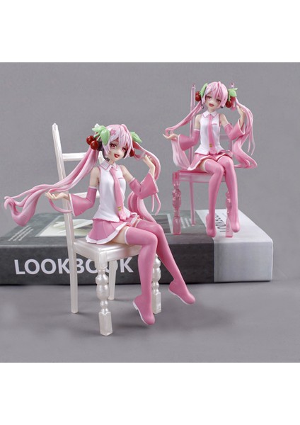 Sıcak Anime Figürü 15 cm Kawaii Sakura Pembe Kız Bir Sandalyede Oturan Pvc Model Oyuncak Bebekler Koleksiyonu Doğum Günü Kız Hediye Ev Dekor (Yurt Dışından)