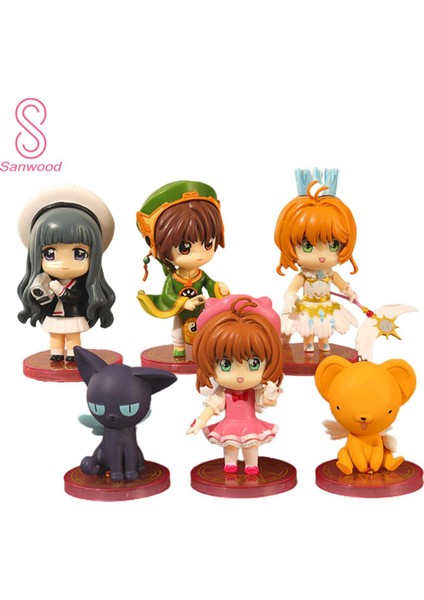 6 Sihirli Kart Kız Figürü Seti, Anime Çizgi Film, Sakura Zhishi, Küçük Kurt, Küçük Oyuncak Modeli, Süs Eşyaları, Koleksiyon Eşyaları, Hediyeler (Yurt Dışından)