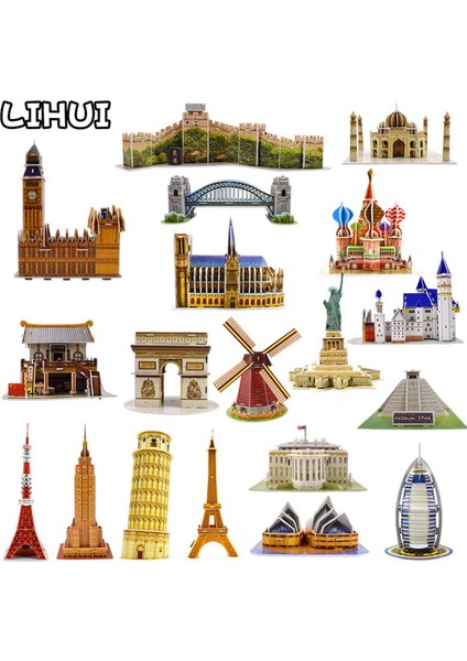 Çocuk Oyuncakları Karton 3D Kağıt Bina Bulmaca Model Oyuncaklar Dünya Hatıra Beyaz Saray Eyfel Kulesi Çocuklar Için Hediyeler Dıy Eğitim (Yurt Dışından)