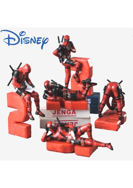 Disney Marvel 6-8 cm Deadpool 2 Aksiyon Figürü Ayakta Oturma Duruşu Anime Dekorasyon Pvc Koleksiyon Oyuncak Modeli Çocuk Hediye (Yurt Dışından)