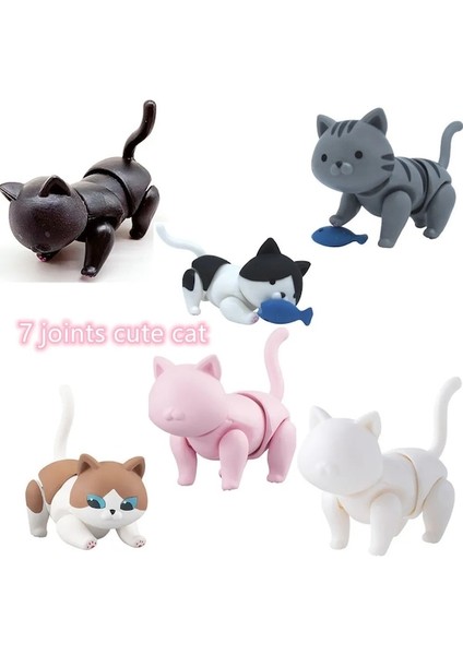 P-6cm Orijinal Bebek 7 Eklemler Kedi Bebek Oyuncak Yiyebilir Balık Kedi Güzel Pet Shop Hayvan Aksiyon Figürü Küçük Oyuncak Bebekler (Yurt Dışından)