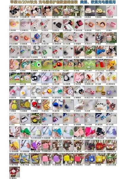 Hamburg 4'lü Set -Sanrio Kawaii Veri Kablosu Koruyucu Kapak Iphone 18/20W Karikatür Anime Moda Şarj Cihazı Kafa Koruma Kılıfı 1.4m (Yurt Dışından)