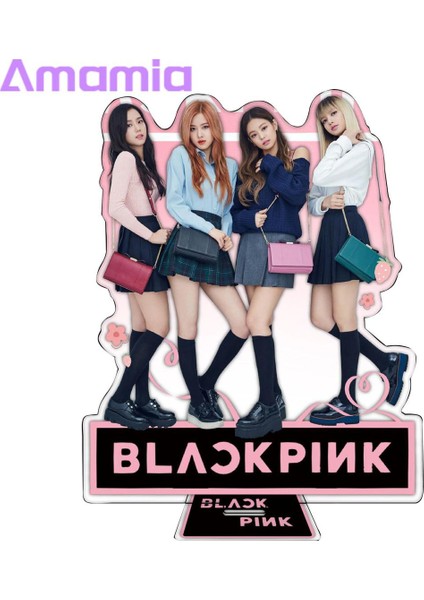Amamia Şekilli Kalıp Plaka Şeffaf Baskı Grup Üyesi Jisoo Jennie Lisa Rose Standı Şekil Masaüstü Süsleme (Yurt Dışından)