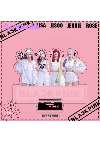 Amamia Şekilli Kalıp Plaka Şeffaf Baskı Grup Üyesi Jisoo Jennie Lisa Rose Standı Şekil Masaüstü Süsleme (Yurt Dışından) modelleri