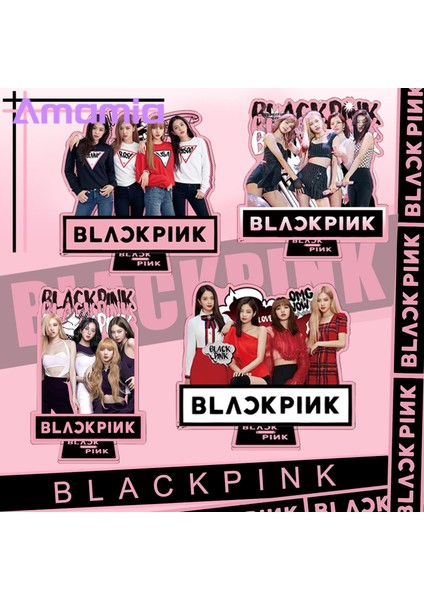 Amamia Şekilli Kalıp Plaka Şeffaf Baskı Grup Üyesi Jisoo Jennie Lisa Rose Standı Şekil Masaüstü Süsleme (Yurt Dışından) indirimleri