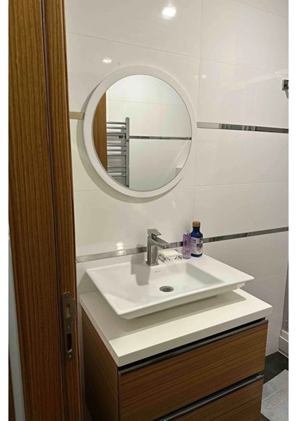 Dekoratik Yuvarlak Ayna 45 cm Çap Antre Hol Koridor Duvar Salon Mutfak Banyo Ofis Makyaj Aynası