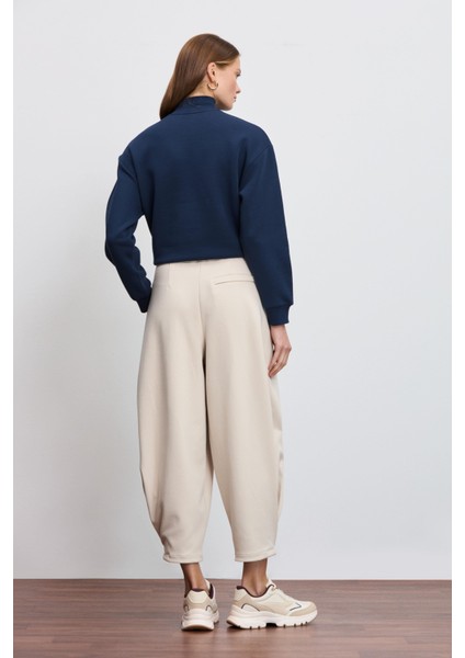 Yüksek Bel Slouchy Pileli Pantolon