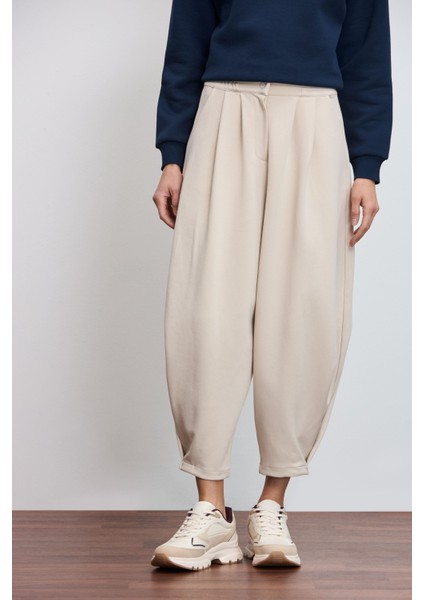 Yüksek Bel Slouchy Pileli Pantolon