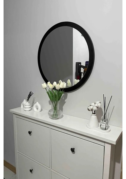 Dekoratik Yuvarlak Ayna 45 cm Çap Antre Hol Koridor Duvar Salon Mutfak Banyo Ofis Makyaj Aynası